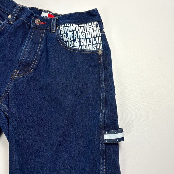 Vintage Tommy Hilfiger Y2K Carpenter Dark Wash Jeans Blue Sz 31x30 (Tag 30x32) - Picture 1 of 7